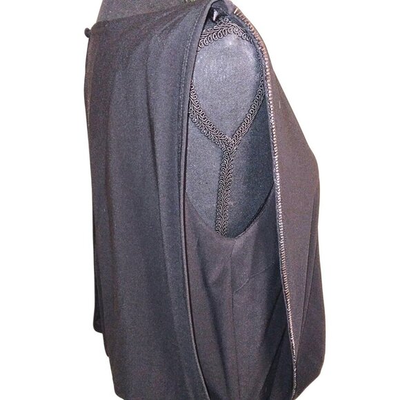 ELEGANT BLACK SLEEVELESS FORMAL GOWN FLOOR LENGTH EVENING PARTY DRESS - Picture 6 of 8